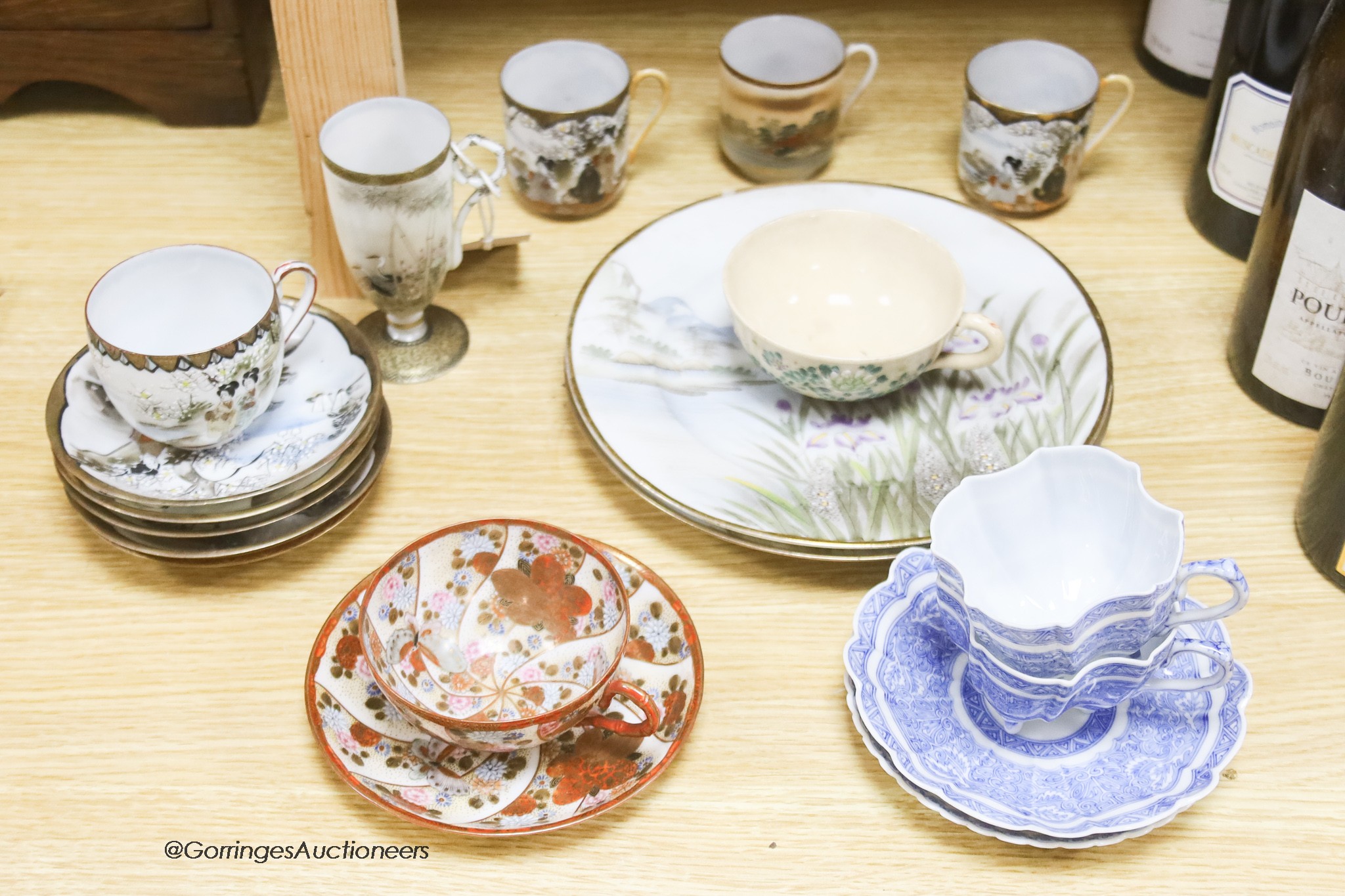 A group of various Japanese Meiji period cup and saucers